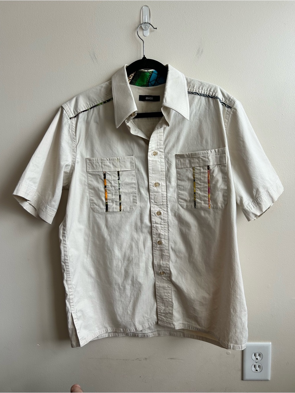 Awoli Mens Nigerian Button Up Short Sleeve Shirt Customized L